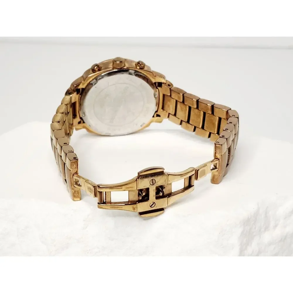 Michael Kors Rose Gold MOP Dial Crystal Chronograph Watch MK5336 New Battery